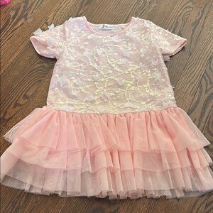 Pink Ruffled Dress with Sequin Details